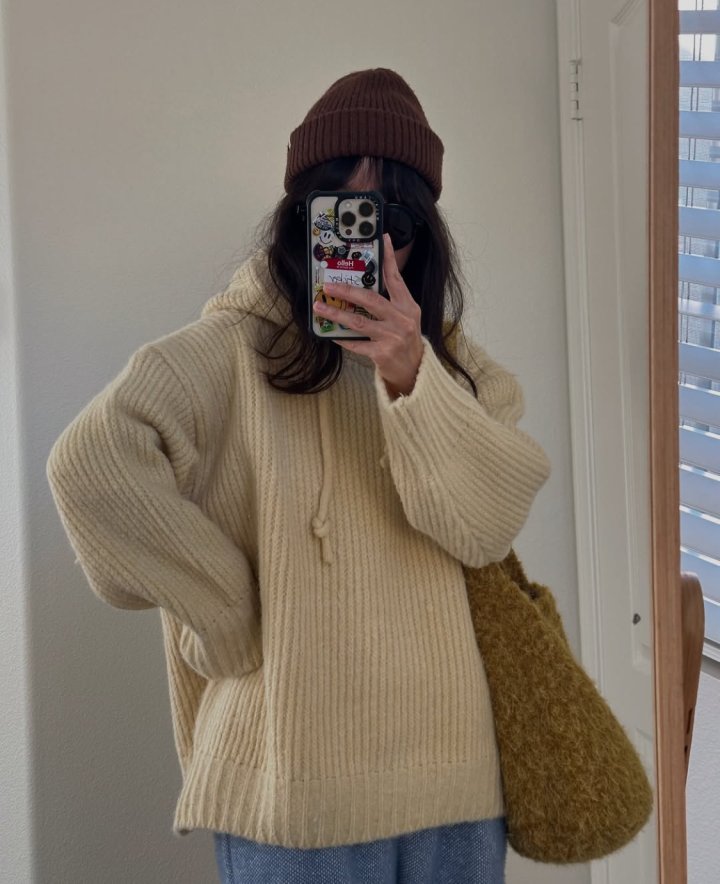 Via - Korean Women Fashion - #momslook - Hood Knit Pullover - 8