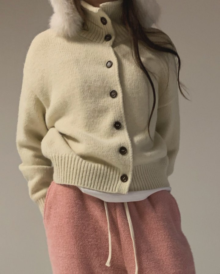 Via - Korean Women Fashion - #vintagekidsstyle - Turtleneck Cardigan - 4