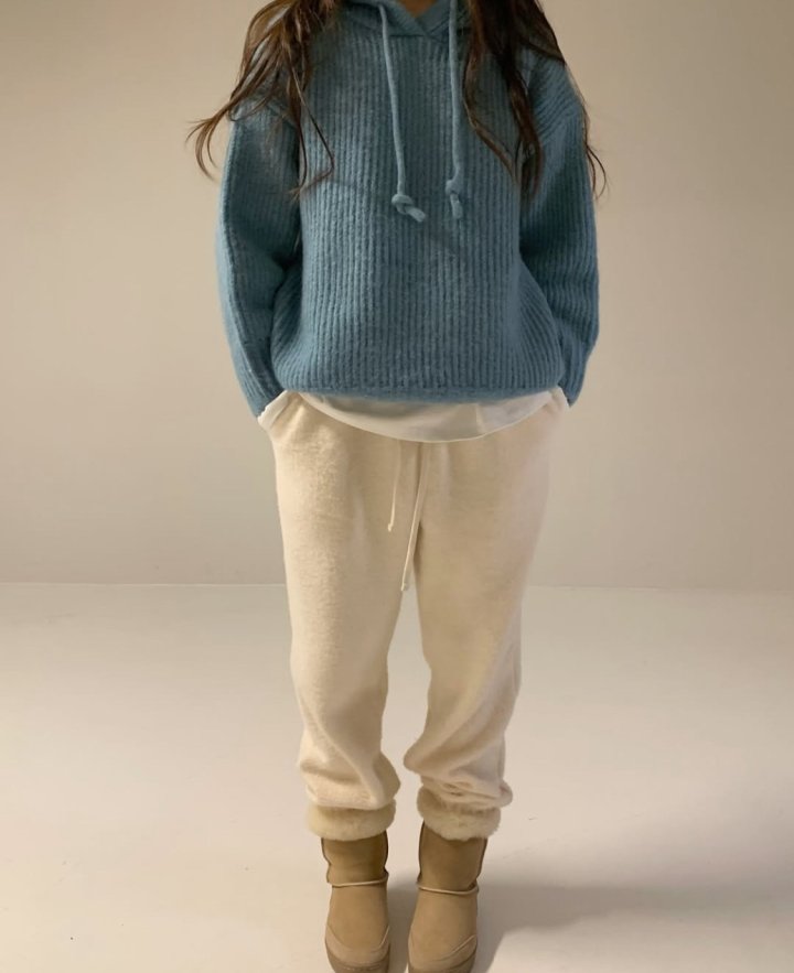 Via - Korean Women Fashion - #restrostyle - Hood Knit Pullover - 7