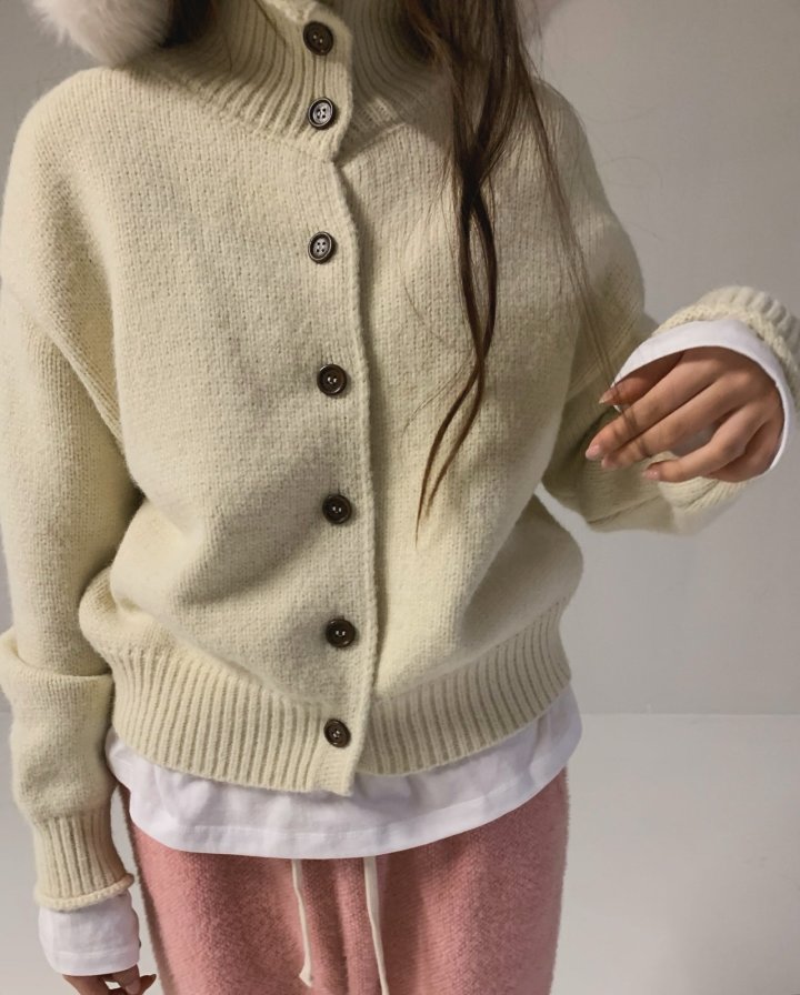 Via - Korean Women Fashion - #romanticstyle - Turtleneck Cardigan - 6