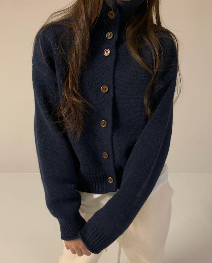 Via - Korean Women Fashion - #romanticstyle - Turtleneck Cardigan - 5
