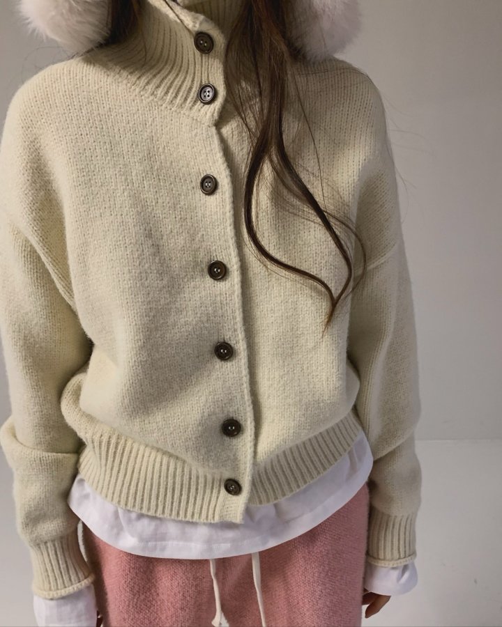 Via - Korean Women Fashion - #vintageinspired - Turtleneck Cardigan - 2