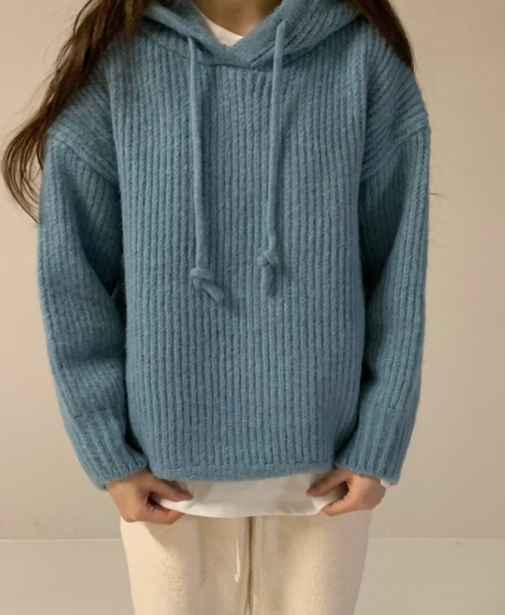 Via - Korean Women Fashion - #vintagekidsstyle - Hood Knit Pullover - 5
