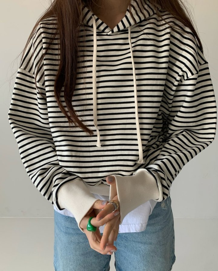 Via - Korean Women Fashion - #womensfashion - Stripe Hoodie - 9