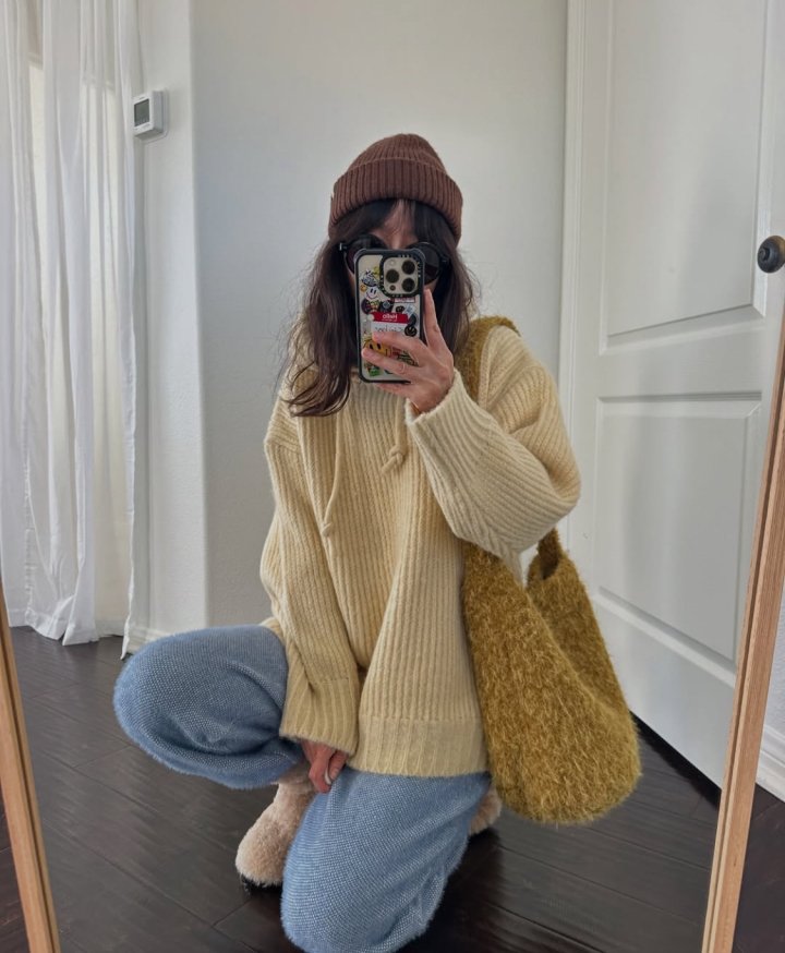 Via - Korean Women Fashion - #womensfashion - Hood Knit Pullover - 9