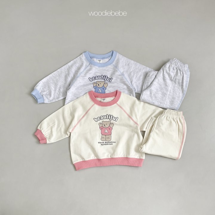 Woodie - Korean Baby Fashion - #babyoninstagram - A Bear Top Bottom Set - 2