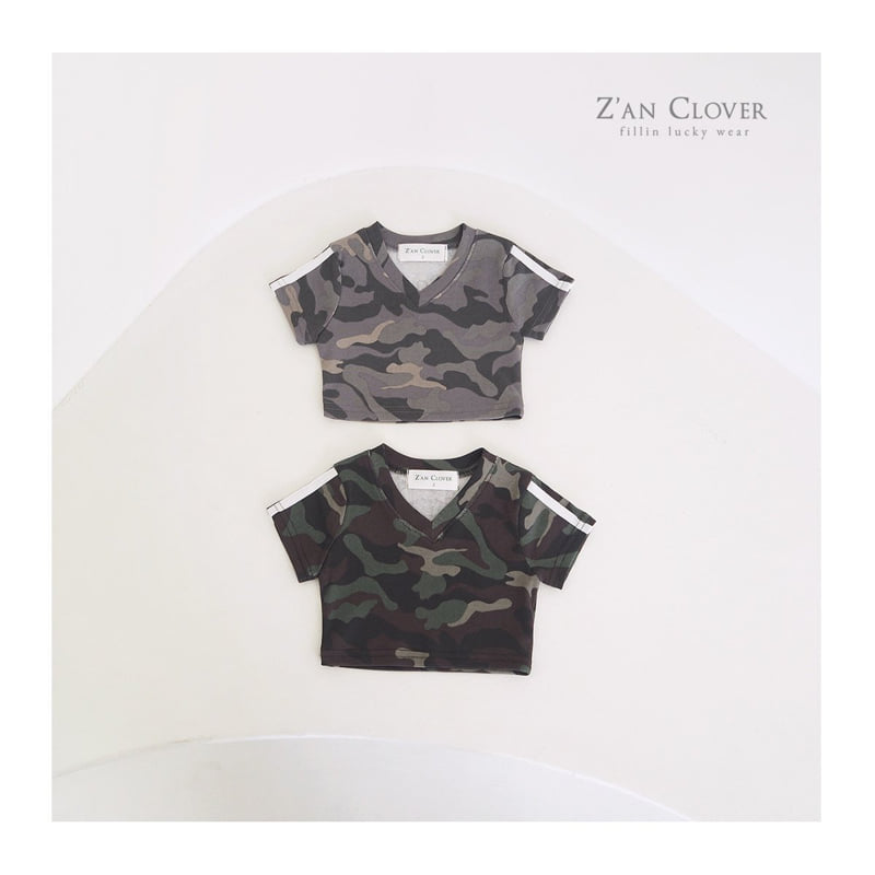 Zan Clover - Korean Children Fashion - #Kfashion4kids - Camo V Short Tee