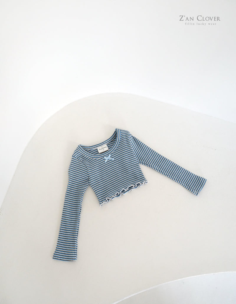 Zan Clover - Korean Children Fashion - #kidzfashiontrend - Stripe Ribbon Short Tee - 4