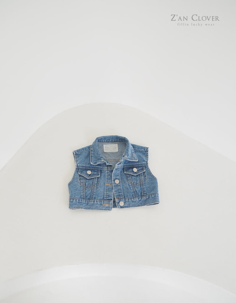 Zan Clover - Korean Children Fashion - #Kfashion4kids - Medium Blue Crop Vest - 3