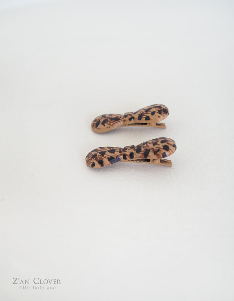 Zan Clover - Korean Children Fashion - #kidzfashiontrend - Leopard Ribbon Pin Set - 4