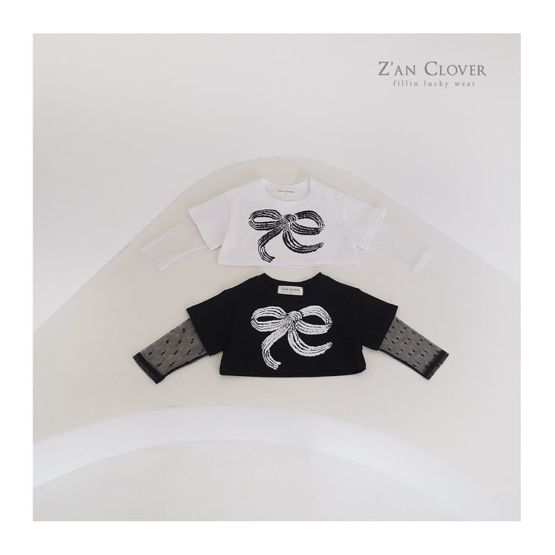 Zan Clover - Korean Children Fashion - #discoveringself - Mesh Ribbon Short Tee