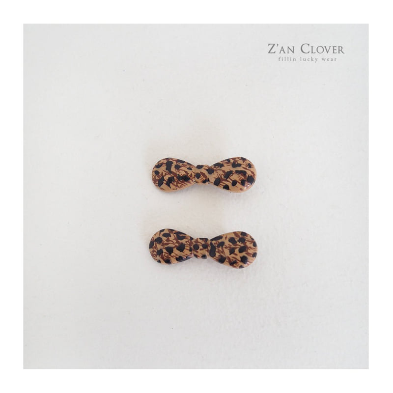 Zan Clover - Korean Children Fashion - #kidsshorts - Leopard Ribbon Pin Set