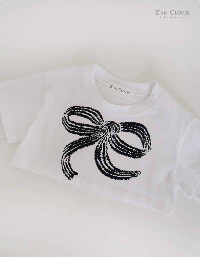 Zan Clover - Korean Children Fashion - #kidzfashiontrend - Mesh Ribbon Short Tee - 5