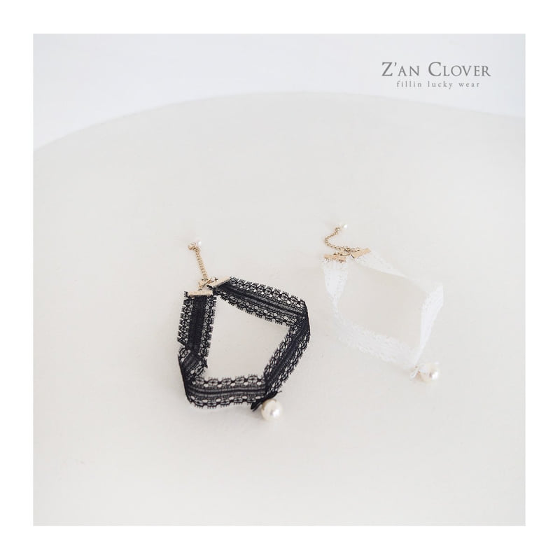Zan Clover - Korean Children Fashion - #littlefashionista - Lace Pearl Choker