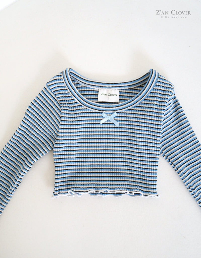 Zan Clover - Korean Children Fashion - #littlefashionista - Stripe Ribbon Short Tee - 5