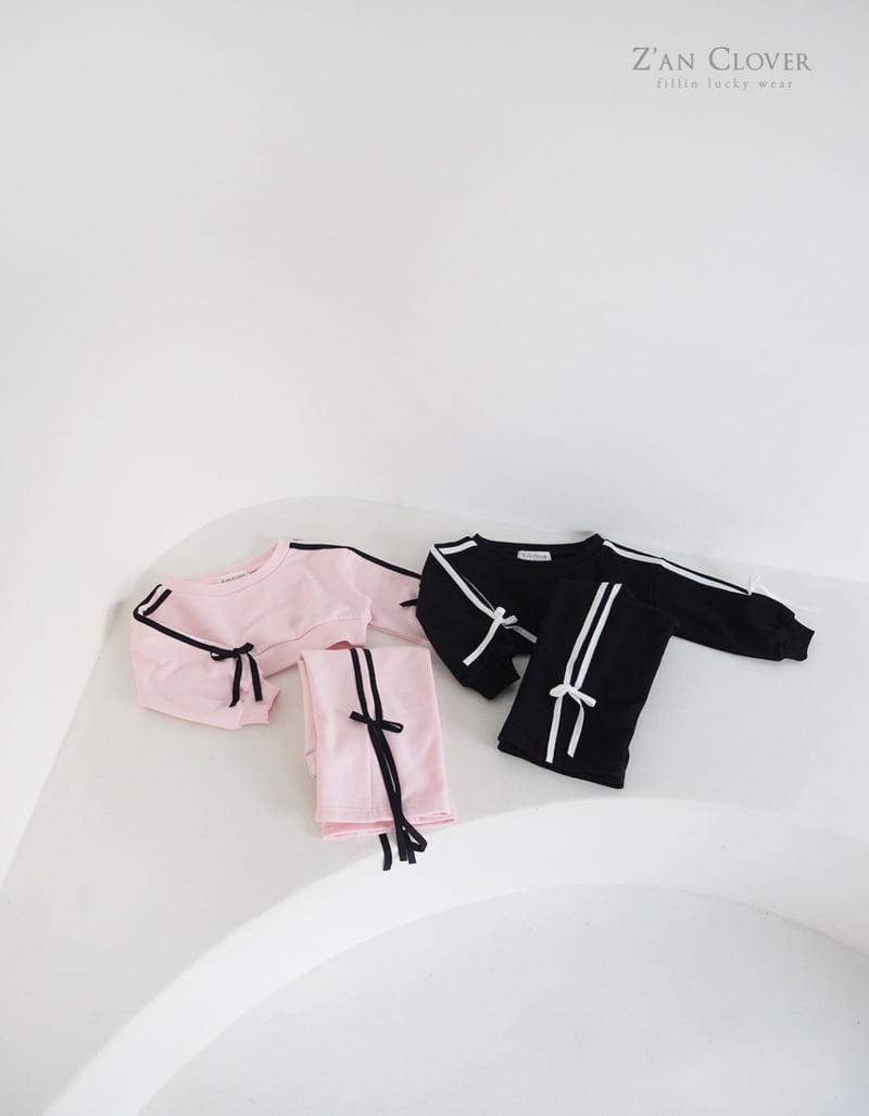 Zan Clover - Korean Children Fashion - #littlefashionista - Off Shoulder Training Set-up - 3