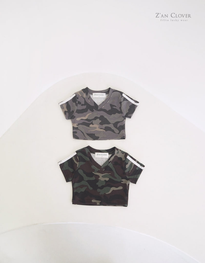 Zan Clover - Korean Children Fashion - #magicofchildhood - Camo V Short Tee - 3
