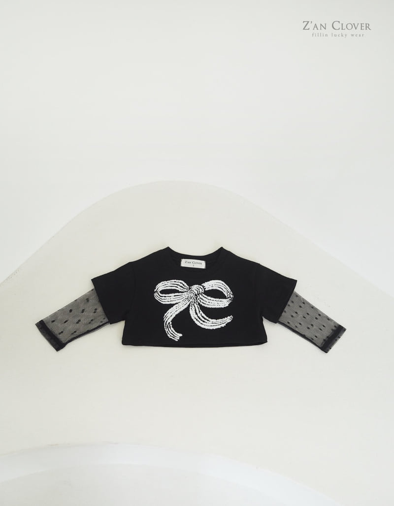 Zan Clover - Korean Children Fashion - #magicofchildhood - Mesh Ribbon Short Tee - 8