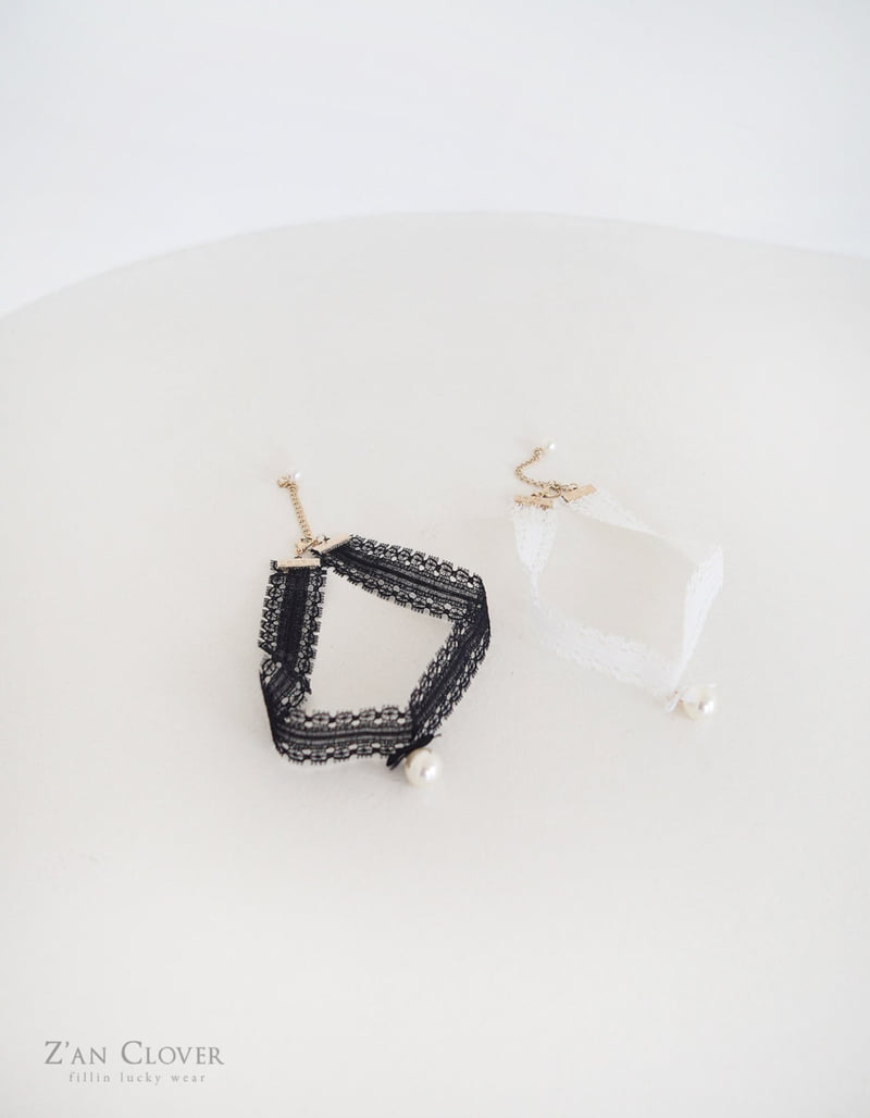 Zan Clover - Korean Children Fashion - #magicofchildhood - Lace Pearl Choker - 2