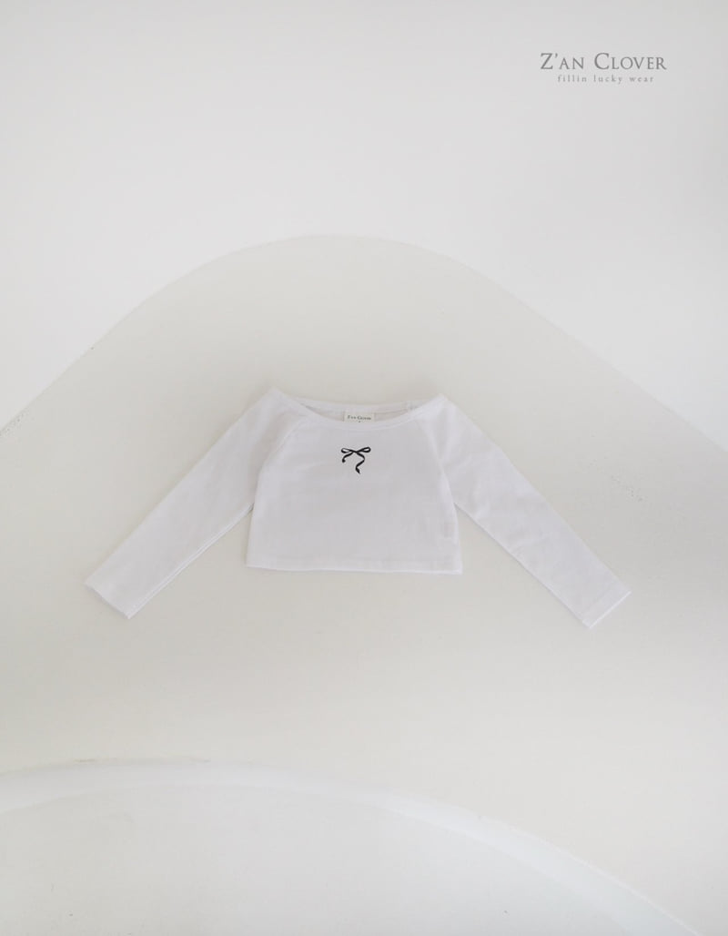 Zan Clover - Korean Children Fashion - #magicofchildhood - Off Shoulder Ribbon Tee - 3