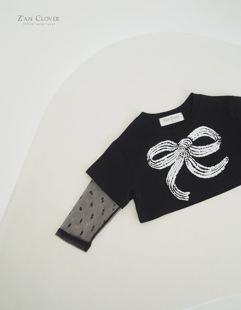 Zan Clover - Korean Children Fashion - #minifashionista - Mesh Ribbon Short Tee - 9