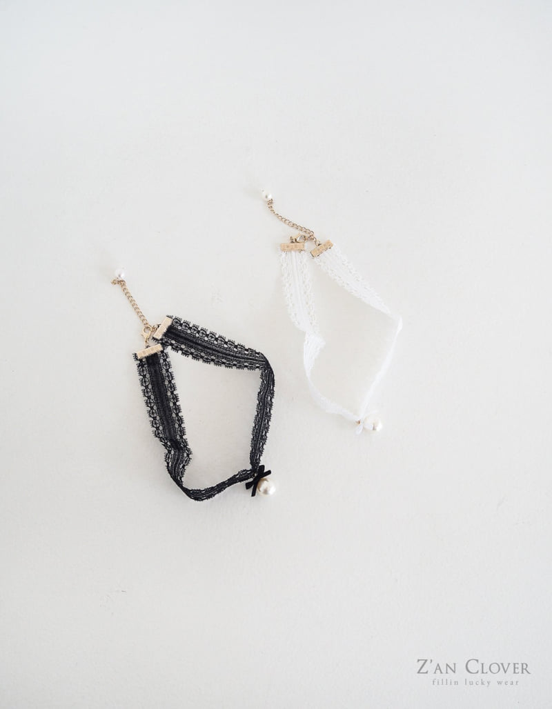 Zan Clover - Korean Children Fashion - #minifashionista - Lace Pearl Choker - 3