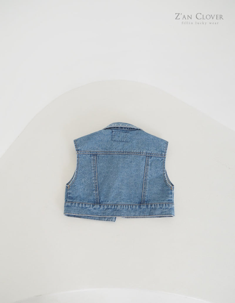 Zan Clover - Korean Children Fashion - #minifashionista - Medium Blue Crop Vest - 6