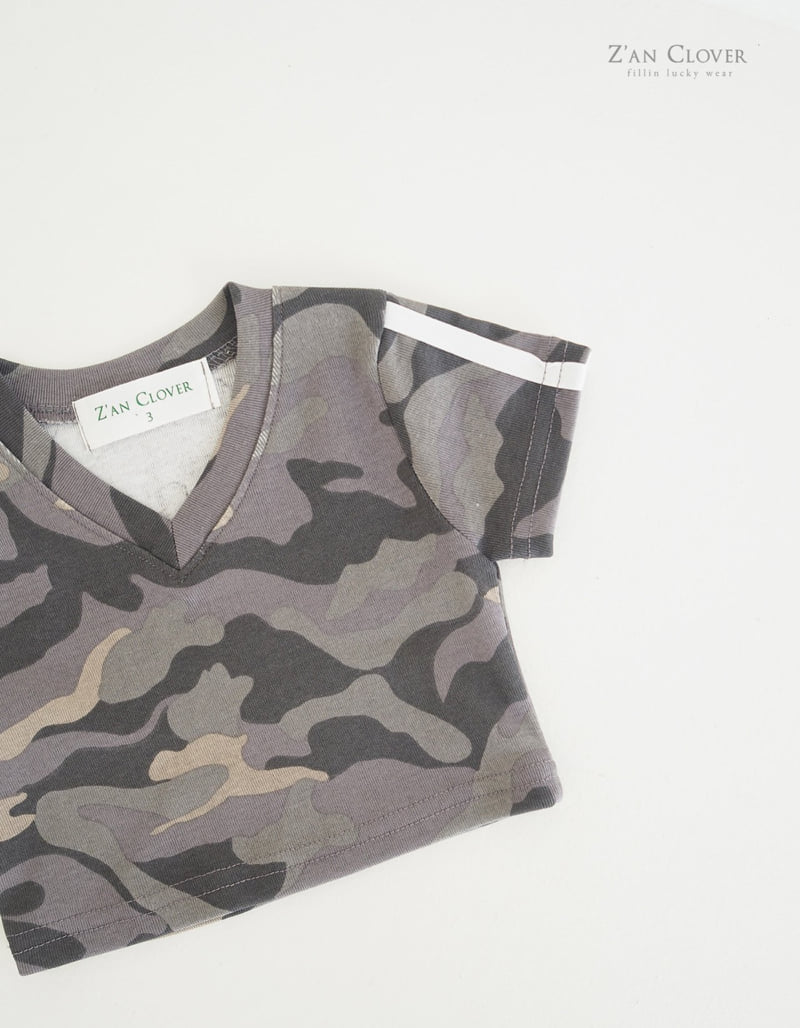Zan Clover - Korean Children Fashion - #prettylittlegirls - Camo V Short Tee - 5