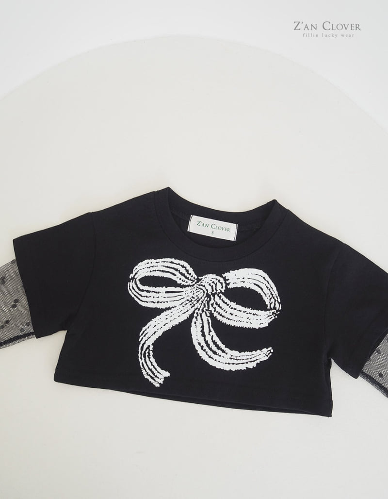 Zan Clover - Korean Children Fashion - #prettylittlegirls - Mesh Ribbon Short Tee - 10