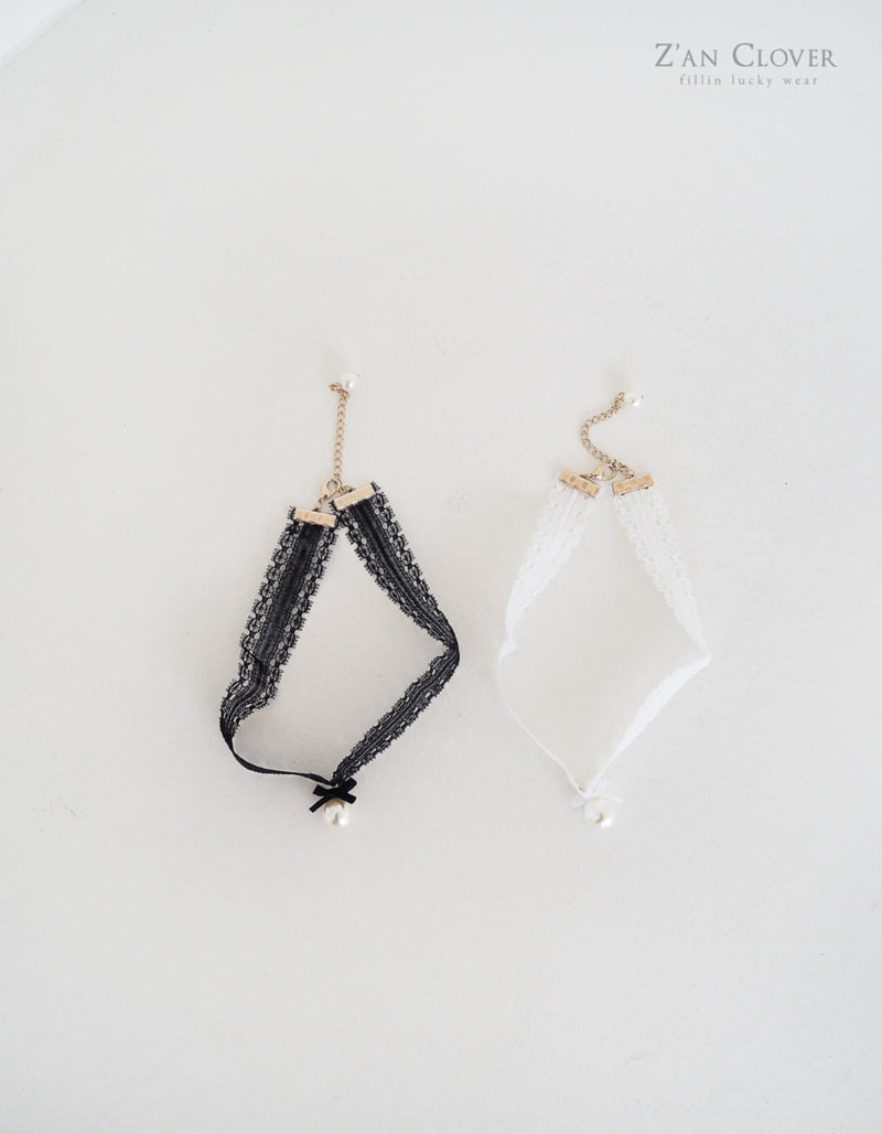 Zan Clover - Korean Children Fashion - #minifashionista - Lace Pearl Choker - 4