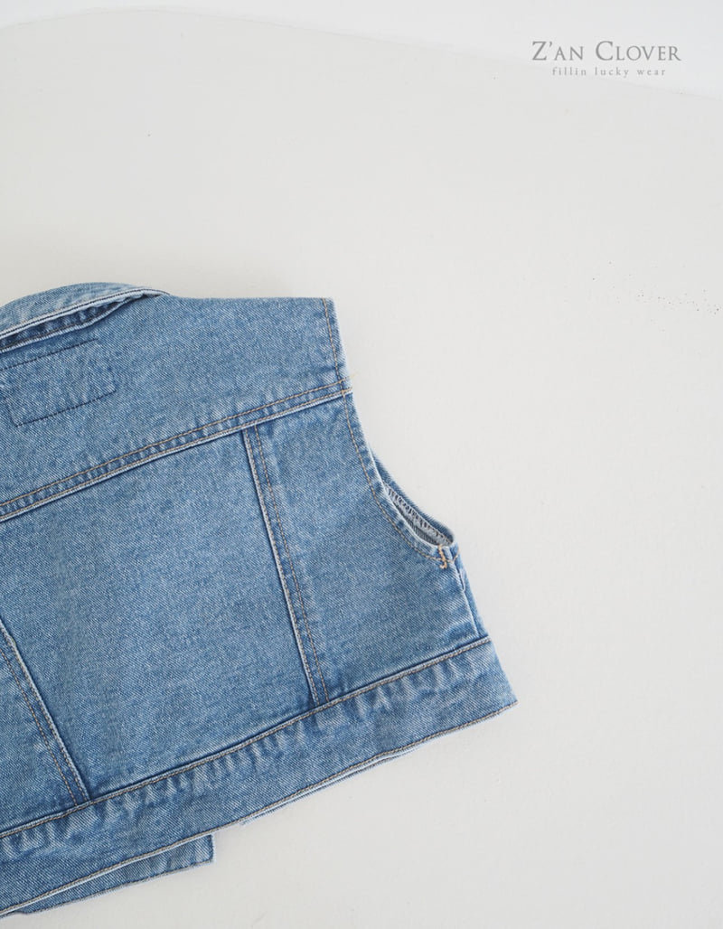 Zan Clover - Korean Children Fashion - #prettylittlegirls - Medium Blue Crop Vest - 7