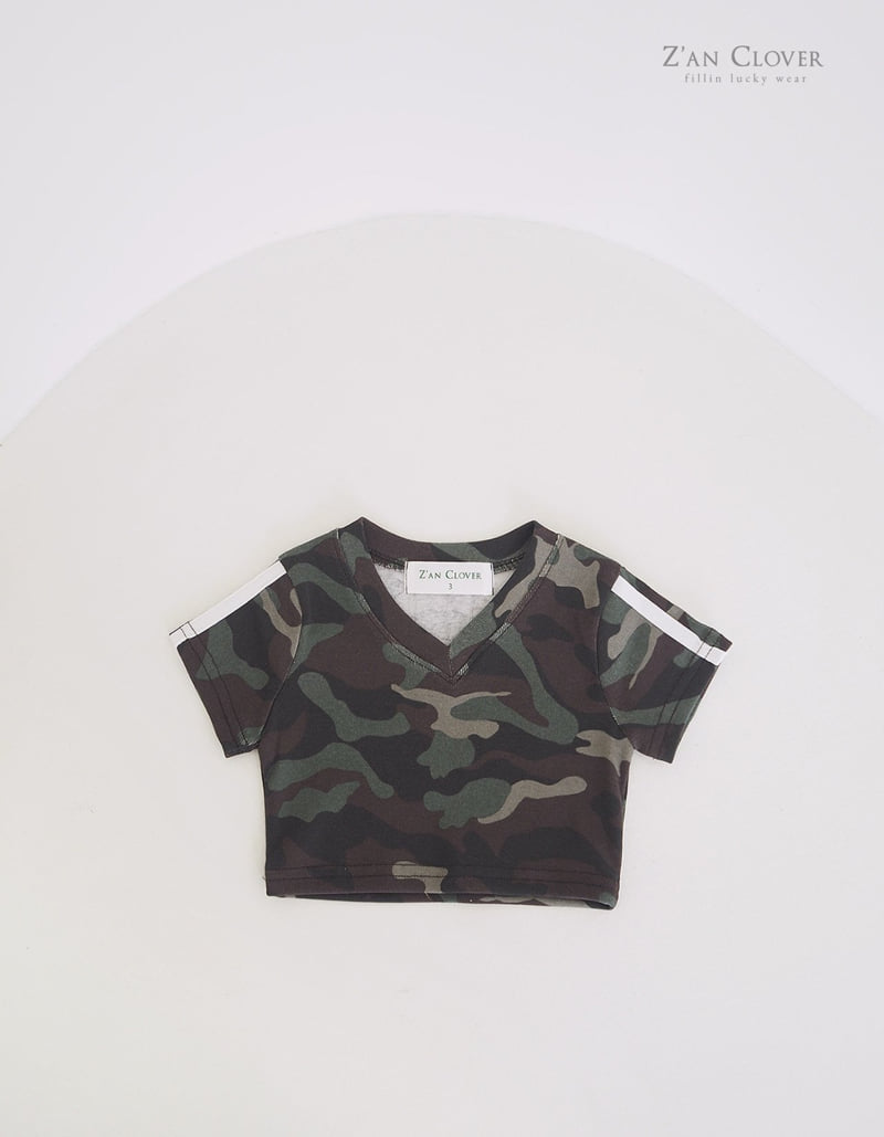 Zan Clover - Korean Children Fashion - #stylishchildhood - Camo V Short Tee - 8