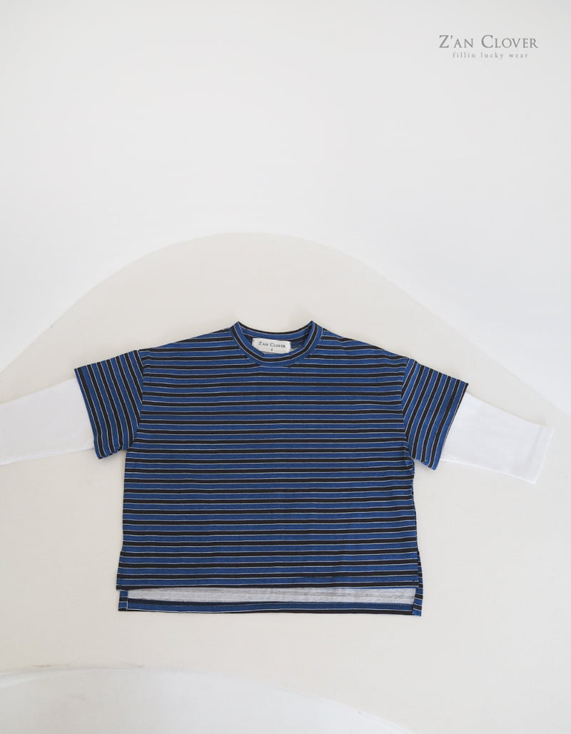 Zan Clover - Korean Children Fashion - #todddlerfashion - Indigo Layered Tee - 6