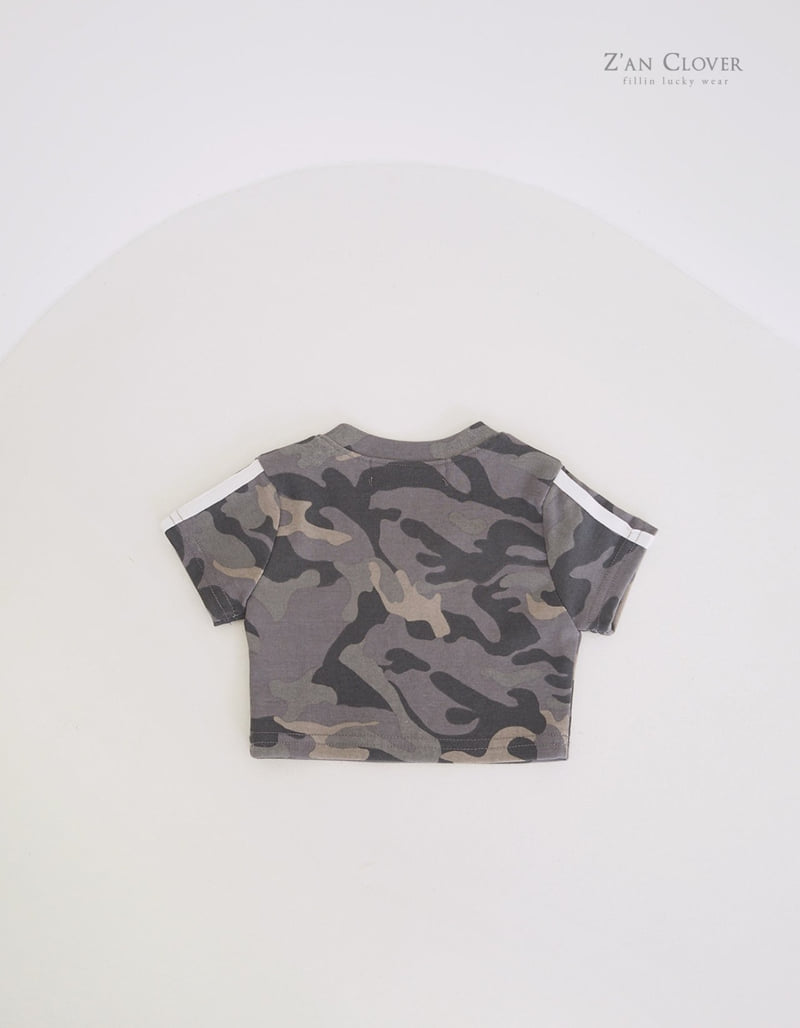 Zan Clover - Korean Children Fashion - #toddlerclothing - Camo V Short Tee - 7