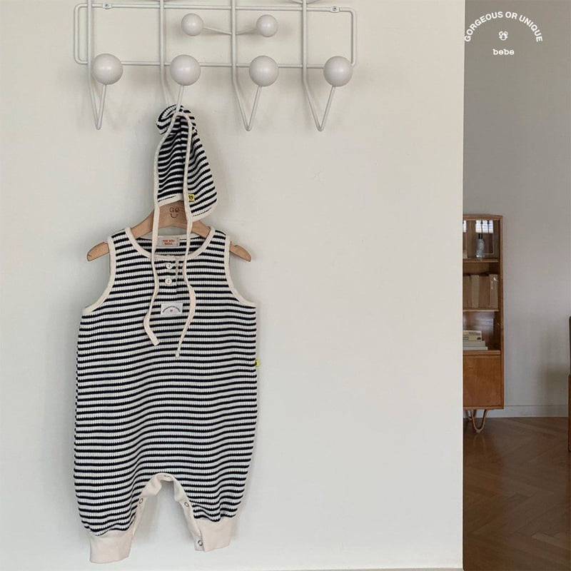 go;u - Korean Baby Fashion - #babygirlfashion - Bebe Striped Overalls - 3