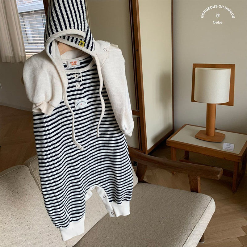 go;u - Korean Baby Fashion - #babygirlfashion - Bebe Striped Overalls - 4