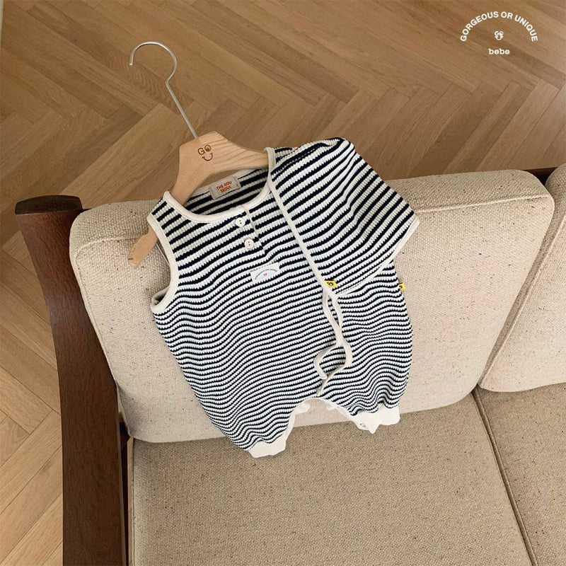 go;u - Korean Baby Fashion - #babyoutfit - Bebe Striped Overalls - 8