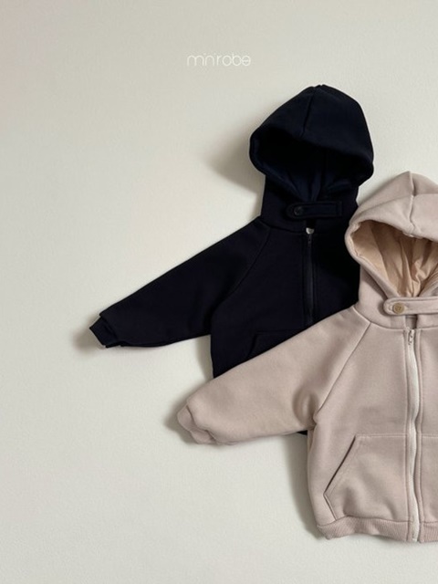 Button Hood Zip-up Jacket