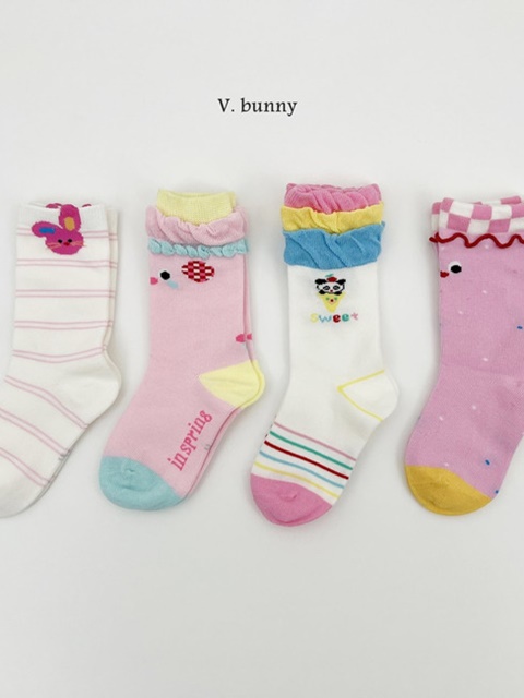 Shirring Three Color Socks Set