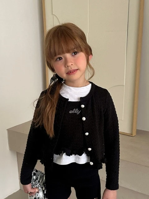 Tok Tok Frill Pearl Cardigan Set