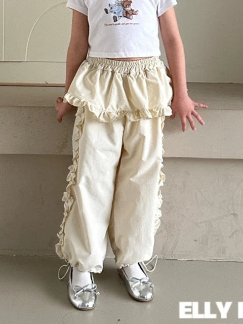 Woven Rose Frill Pants