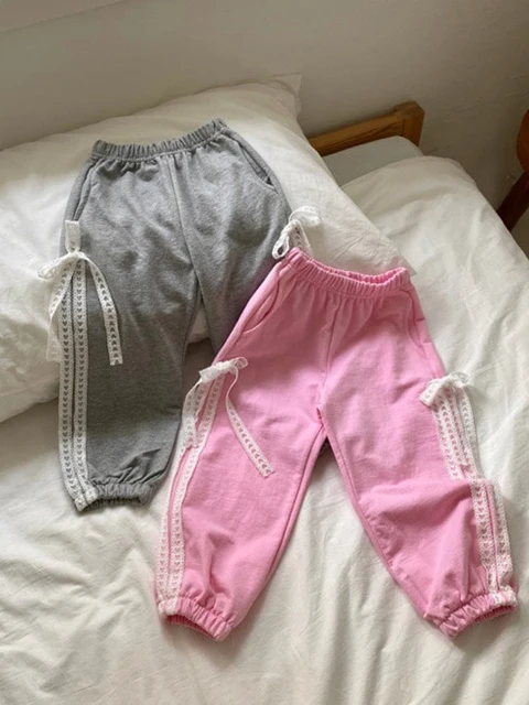 Lace Ribbon Jogger Pants