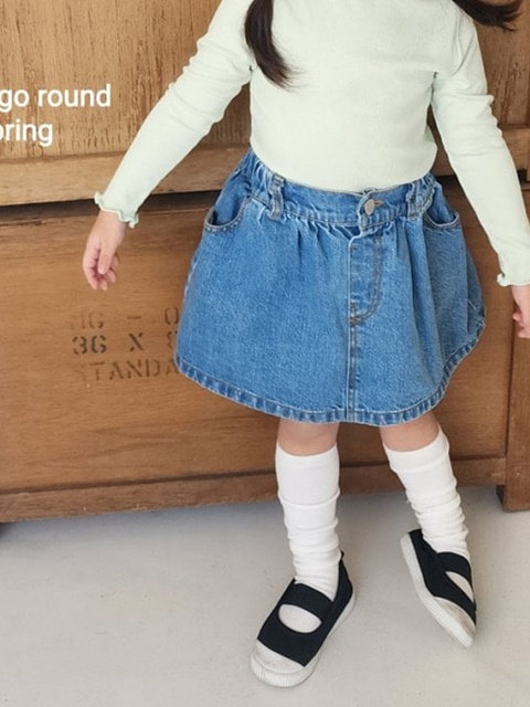 Denim Shirring Skirt Denim Shirring Skirt