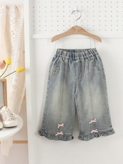 Frill Ribbon Denim Pants