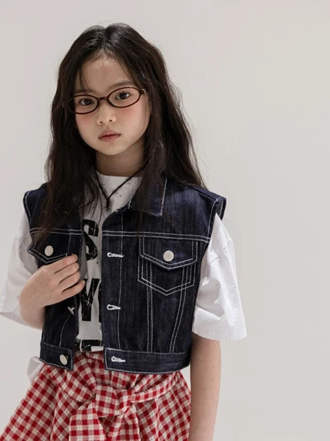 Crop Dark Denim Vest