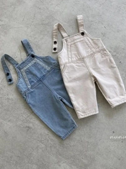Colored Denim Suspender Pants