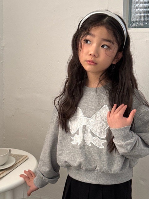 Lace Ribbon Crop Sweatshirts Lace Ribbon Crop Sweatshirts