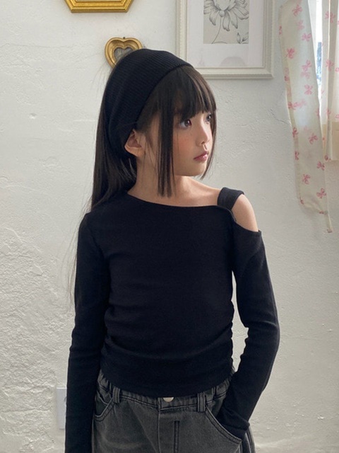 Shoulder Strap Shirring Tee Shoulder Strap Shirring Tee
