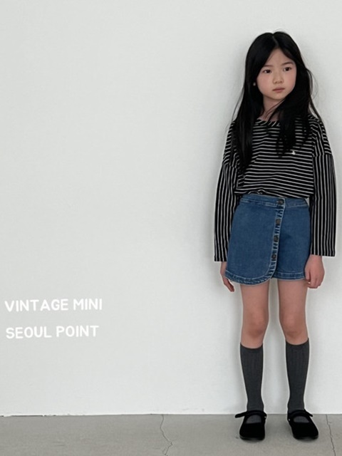 Button Denim Shorts Skirt