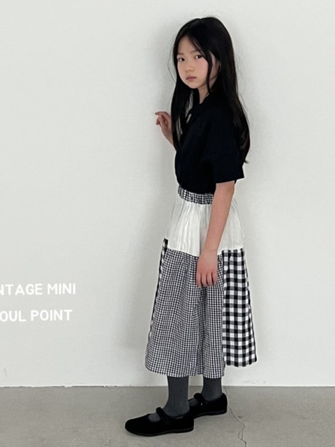 Checked Felt Skirt